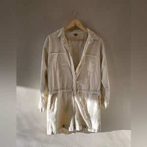 Aerie Cream Long Sleeve Romper